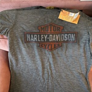 Harley-Davidson Gray and Orange Men's Tee